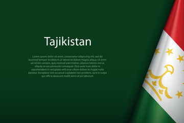 Tajikistan national flag isolated on background with copyspace