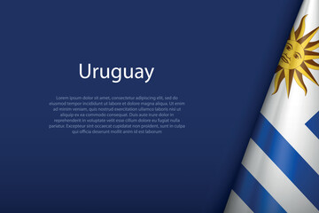 Uruguay national flag isolated on background with copyspace