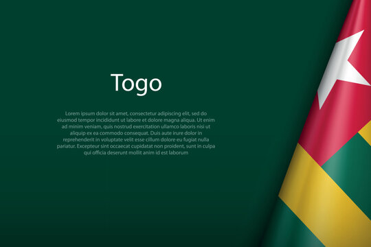 Togo national flag isolated on background with copyspace