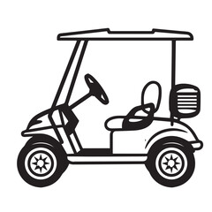 Fototapeta premium Golf cart in cartoon, doodle style . Image for t-shirt, web, mobile apps and ui. Isolated 2d vector illustration in logo, icon, sketch style, Eps 10, black and white. AI Generative