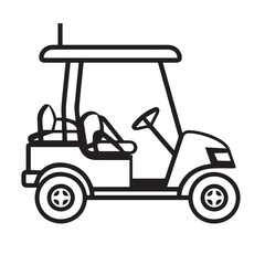 Fototapeta premium Golf cart in cartoon, doodle style . Image for t-shirt, web, mobile apps and ui. Isolated 2d vector illustration in logo, icon, sketch style, Eps 10, black and white. AI Generative