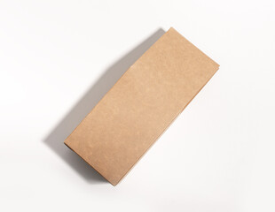 Blank craft product package, brown box mockup. Vertical carton pack mock up