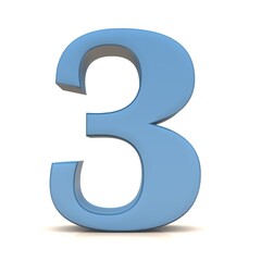  3 three number blue colored sign graphic illustration in high resolution for print and business