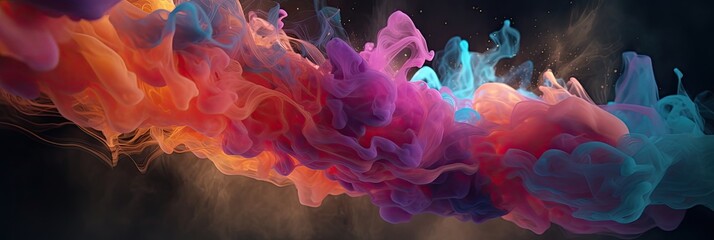 Multicolored Stream of Liquid Floating in the Air