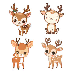 Kawaii Deer illustration Vector Bundle
