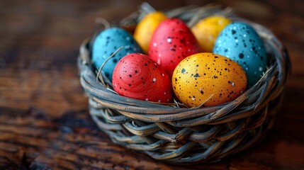 Fototapeta na wymiar Eggs in a wooden board basket