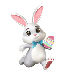 Naklejka na ściany i meble 3D easter bunny, cartoon rabbit, animal character