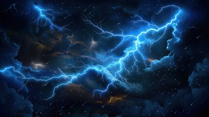 Electrifying vector illustration of lightning against a stormy sky, conveying intensity and power.
