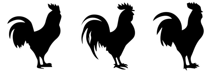 rooster silhouettes vector