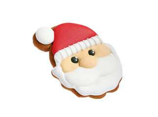 Christmas cookie in shape of Santa Claus isolated on white