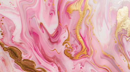 Pink and golden marbled painting