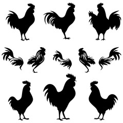 rooster silhouettes vector