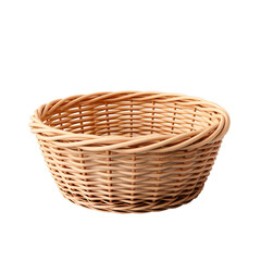 A blank woven basket isolated on transparent background, png