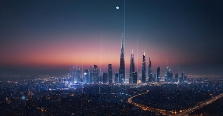 city skyline,internet network