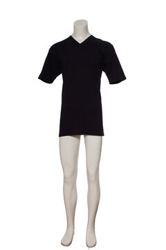 black colors workers t-shirt on the mannequin on isolated white background
