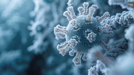  a close up of a blue and white snowflake with a blurry image of snow flakes on the top and bottom of the snow flakes and bottom of the snow flakes.