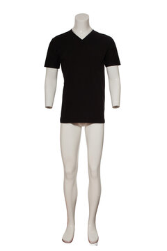 black colors workers t-shirt on the mannequin on isolated white background