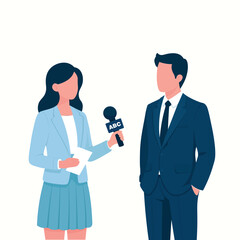 Woman journalist interviewing with the politician man illustration