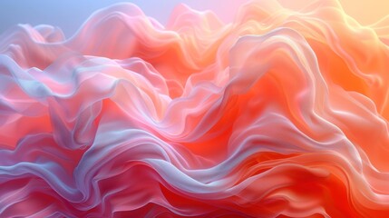 Fototapeta premium a computer generated image of a wave of white, orange, and pink colors on a blue and pink background with a light blue sky in the middle of the background.