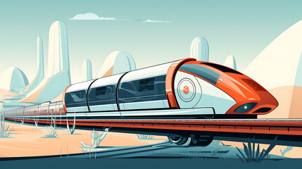 A vector illustration of a hyperloop train.
