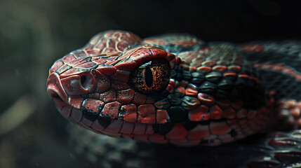 Pit Viper Portrait in Studio Setting with Dramatic