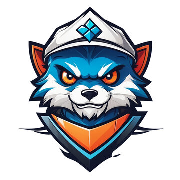 wolf illustration logo mascot gaming. wildlife animal modern style vector editable, vector art, over the head of a sea wolf, clash royal style characters, racoon dog, shield emblem