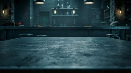 A moody bar scene with atmospheric lighting and textured counter surface.