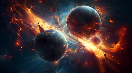Obraz na płótnie Canvas A major collision of planets, an epic cosmic event