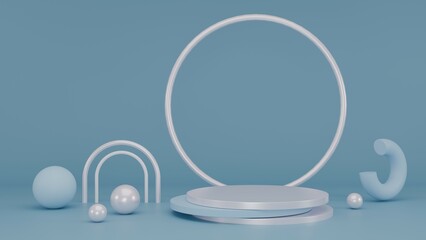 3D Rendering abstract blue background with podium