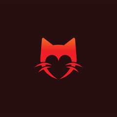 cat lover logo, love cat logo
