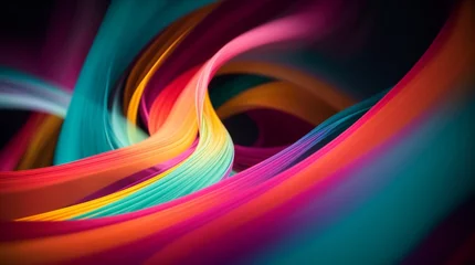 Deurstickers Swirling ribbons of vibrant colors in mesmerizing abstract art  © Fred