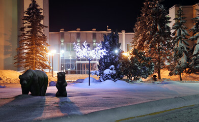 night lights on a snowy night