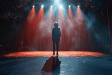 Man with on stage in spotlight