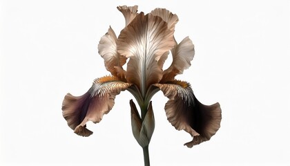 single flower of iris cultivar brown lasso isolated on white