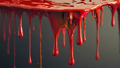 Obraz na płótnie Canvas beautiful drip paint close up drip red paint