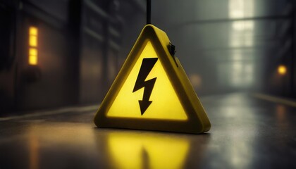 danger high voltage yellow warning sign - obrazy, fototapety, plakaty