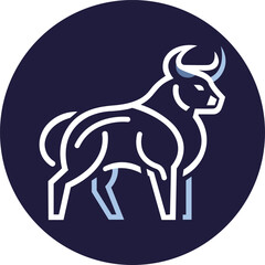 Bull Oultine Vector, Zodiac Sign
