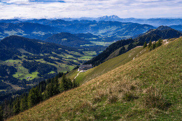 Fototapeta na wymiar View from the Hochgrat mountain near Oberstaufen