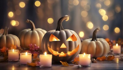 candle lit halloween pumpkins