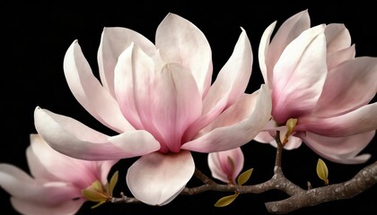 tender spring pink magnolia flowers isolated on transparent background