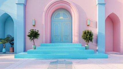 Soft blue and pink beautiful Arabian door