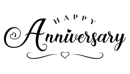 Happy Anniversary hand drawn lettering vector illustration.