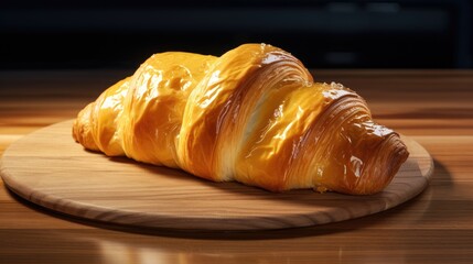 Delicious breakfast. Delicious, crispy croissant on the table. An addition to coffee or tea. Snack.