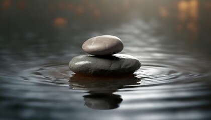 Obraz na płótnie Canvas zen stone thrown on the water