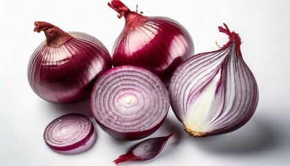 red onion slices isolated over white background top view flat lay red onion slice inr without shadow