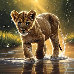A majestic lion cub