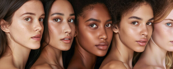 Obraz premium Five women with bare beauty, close-up