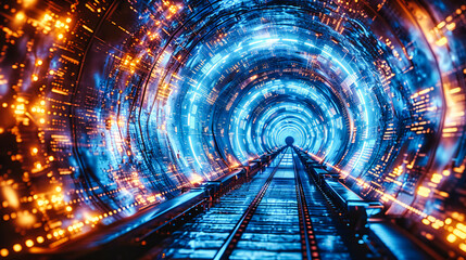 Rapid Transit: Abstract Tunnel Symbolizes the Speed and Connectivity of Urban Life - obrazy, fototapety, plakaty