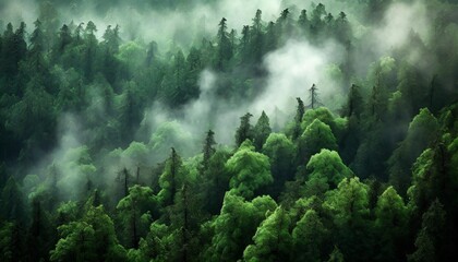 smoke over green forest