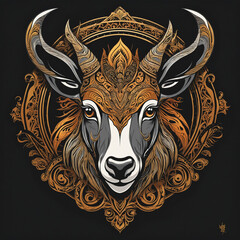 Logo illustration of a Antelope geometric beautiful ornamental head